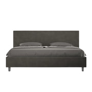 BS COM Letto contenitore imbottito 180x200 microfibra grigio