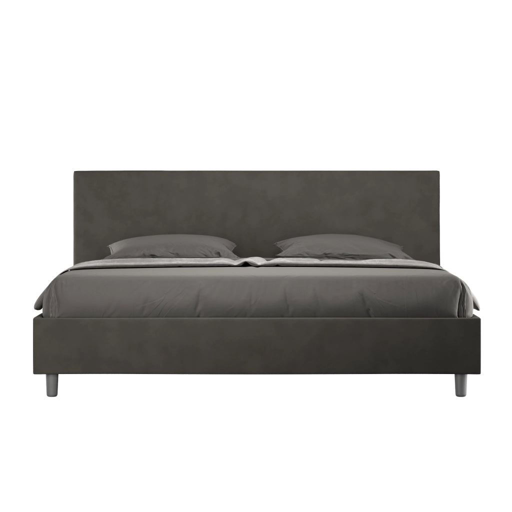 BS COM Letto contenitore imbottito 180x200 microfibra grigio