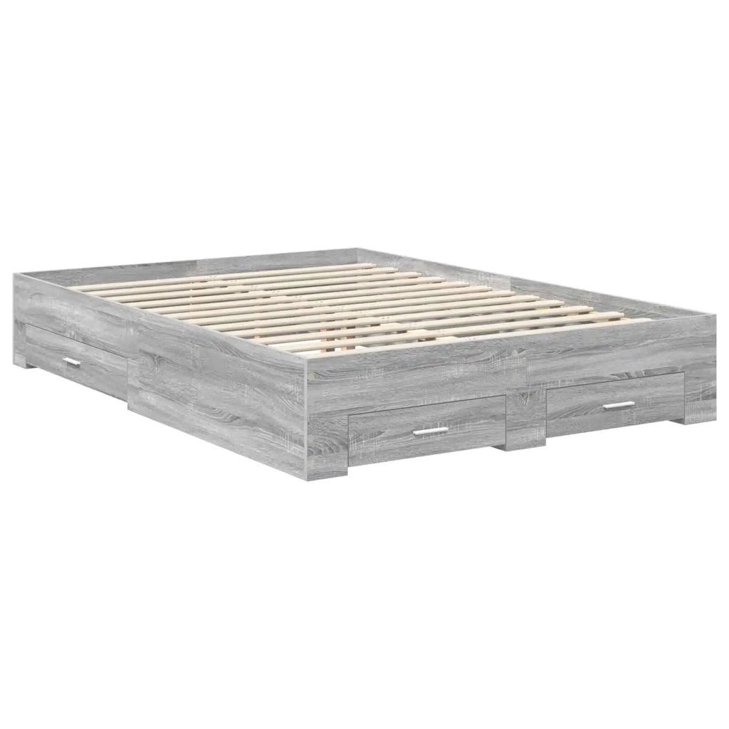 Letto matrimoniale | Letto per adulti | Struttura del letto con testiera Grigio Sonoma 140 x 190 cm