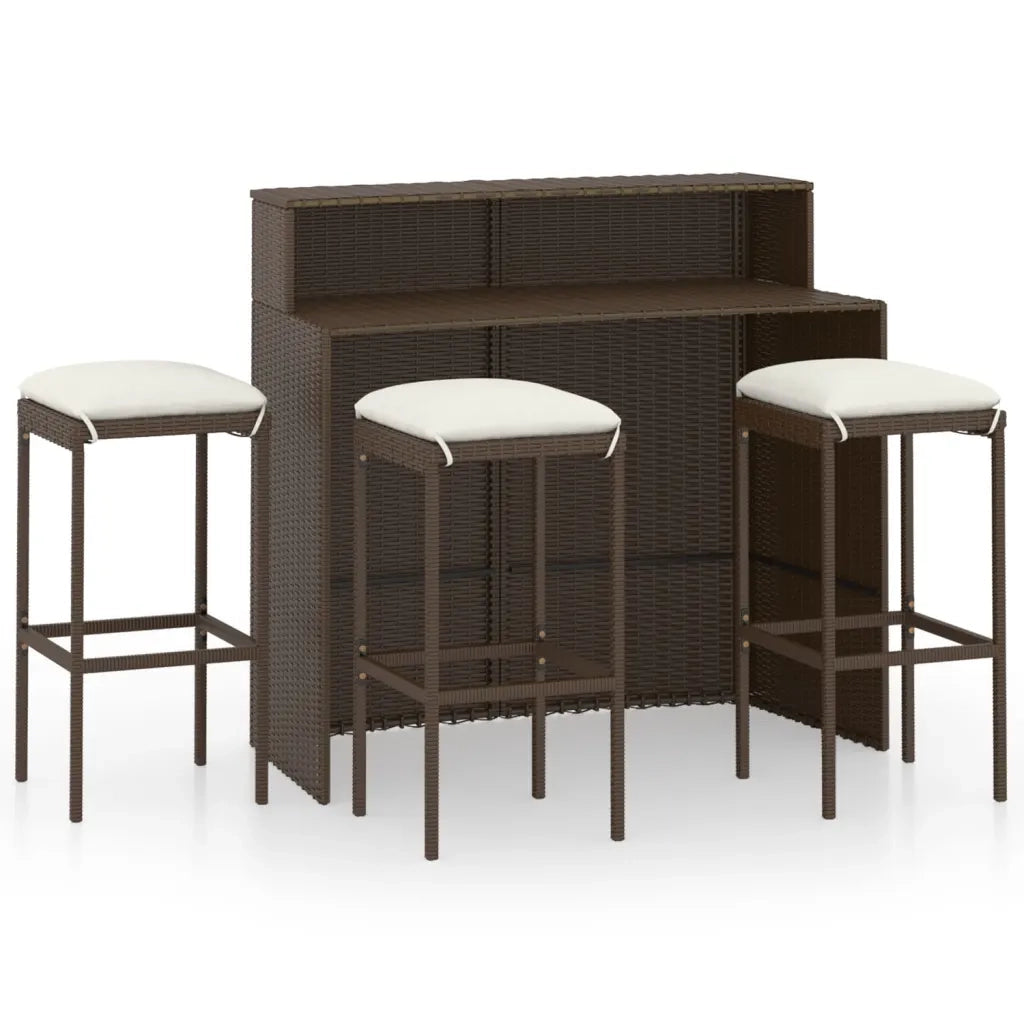 Set Bar da Giardino 4 pz con Cuscini Marrone 3064875