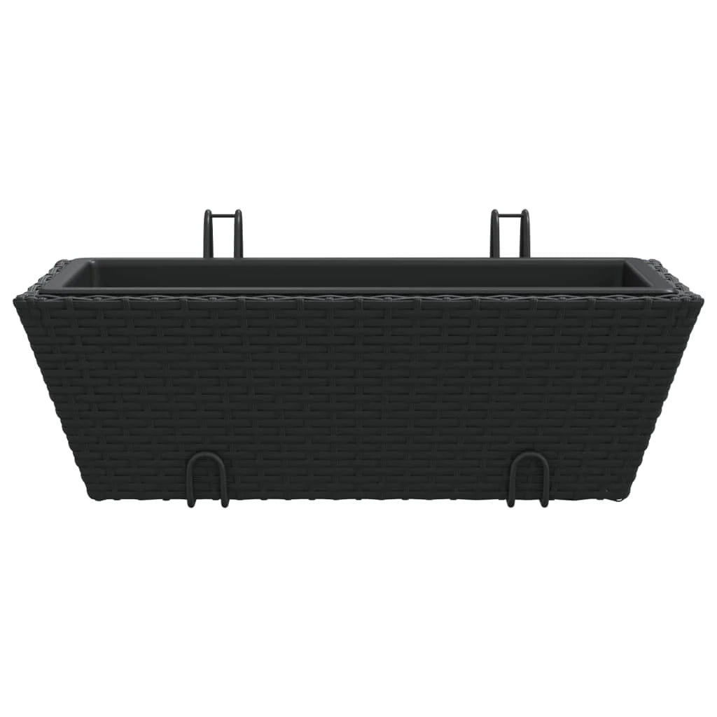 Vassoio per fioriera aiuola rialzata piante fiori giardino terrazze con ganci set di 2 resina intrecciata nera 02_0038867