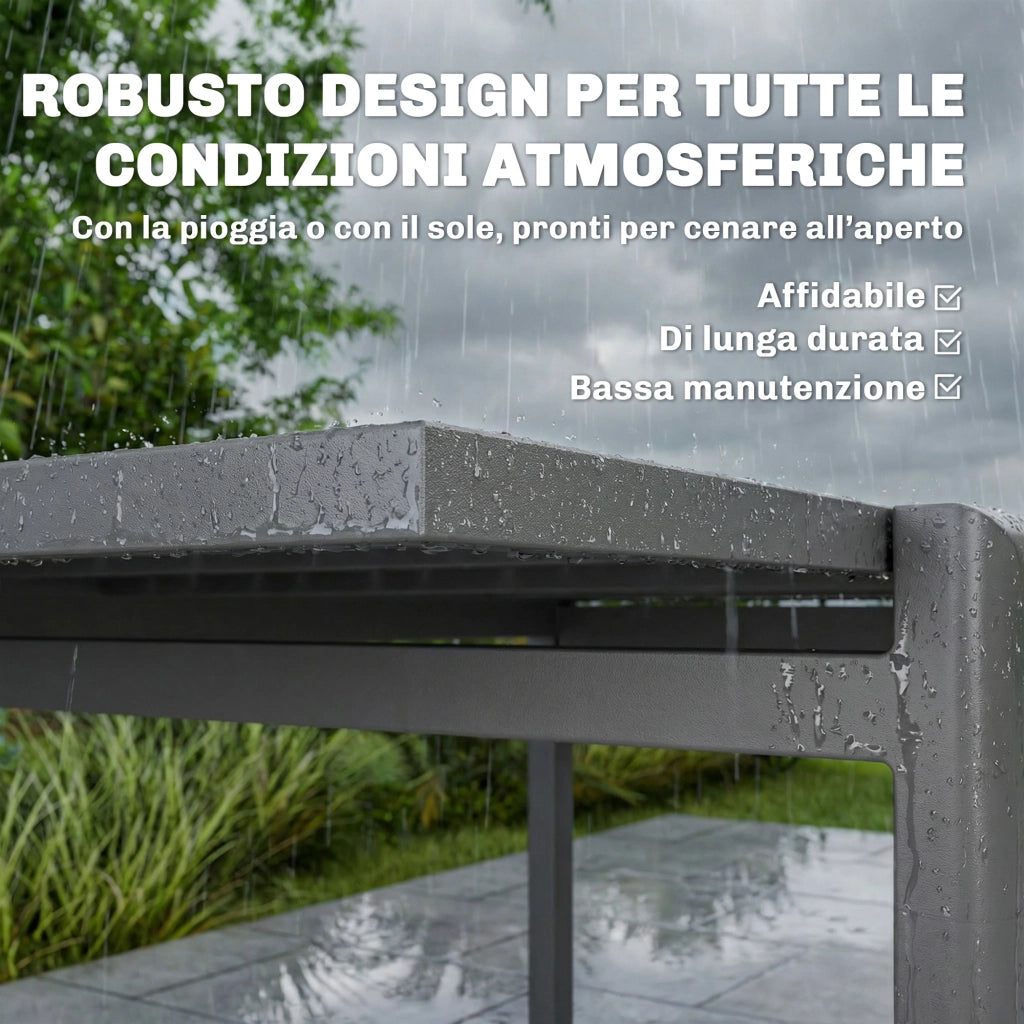 Tavolo da Giardino Allungabile per 6-8 Persone con Piano a Doghe, in Alluminio, 110-170x90x75 cm, Grigio Scuro