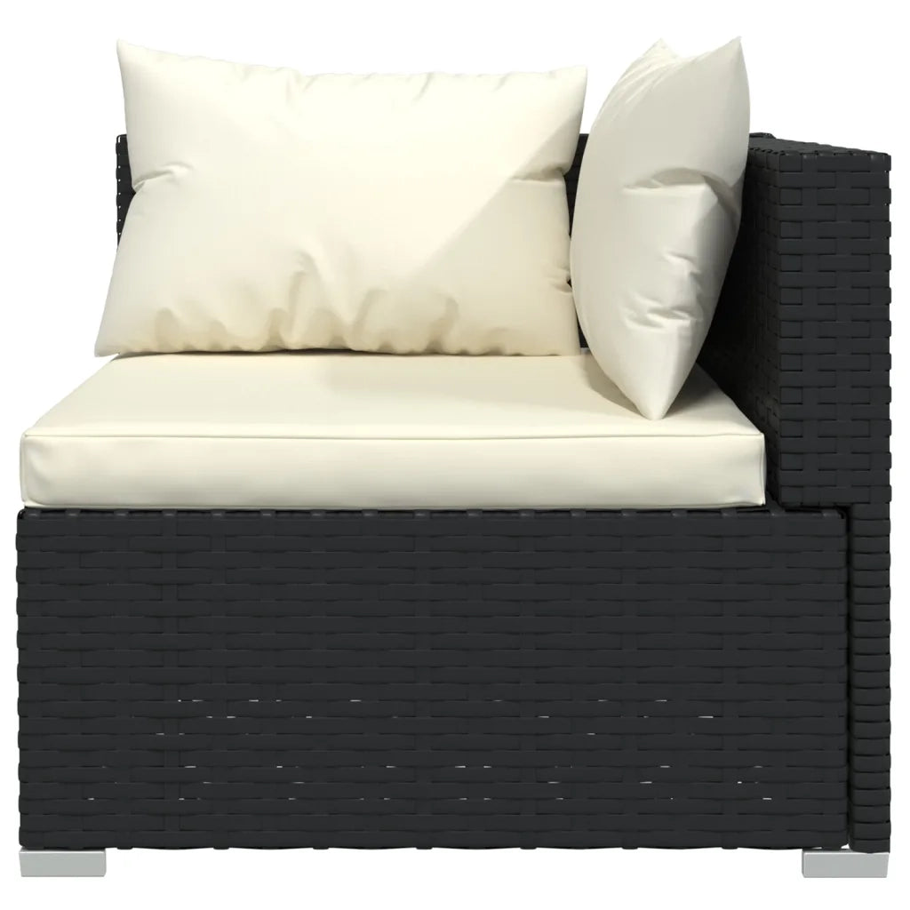 Set Divani da Giardino 6 pz con Cuscini in Polyrattan Nero 3102295