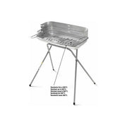 Ompagrill 316014 60 40 Professional Barbecue a Carbone Griglia Regolabile in 3 Posizioni Acciaio Alluminato colore Grigio