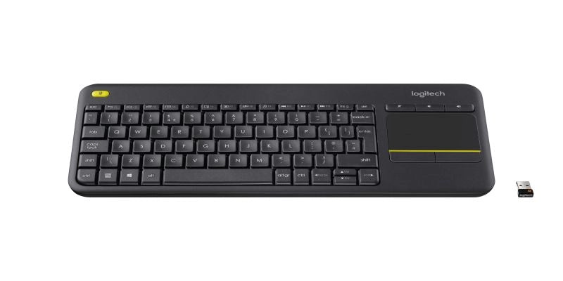 Logitech k400 plus tastiera wireless touch tv, facili controlli multimediali e touchpad integrato, tastiera htpc per tv collegata al pc, windows, android, chrome os, laptop, tablet - 920-007135