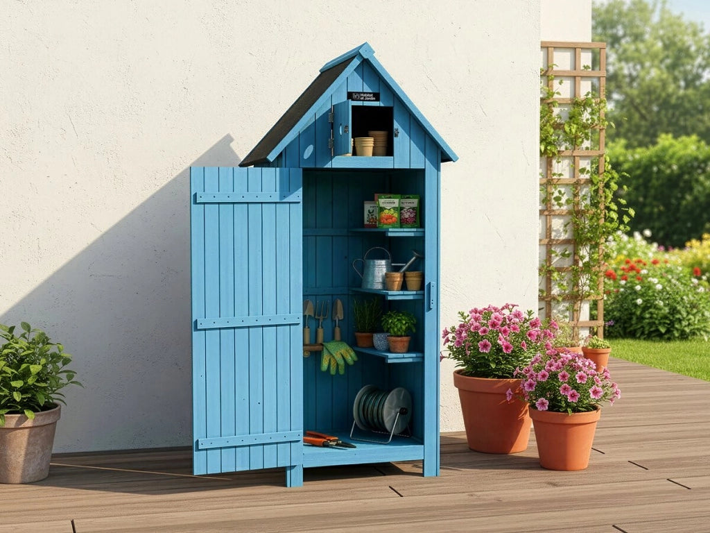 Armadio da giardino CABANON - 77 x 54.5 x 179 cm - Azzurro