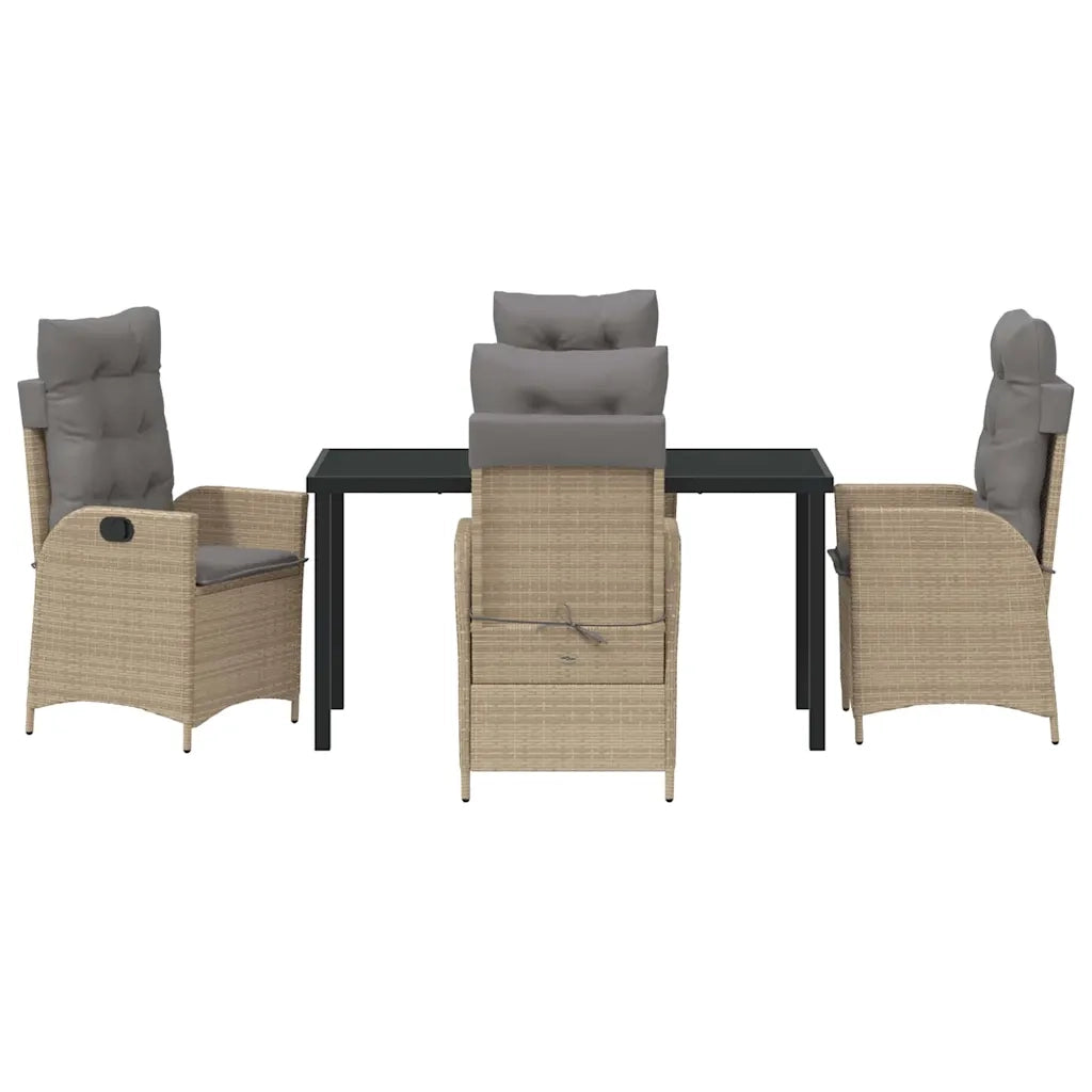 Set da Pranzo per Giardino con cuscino 5 pcs Beige polyrattan