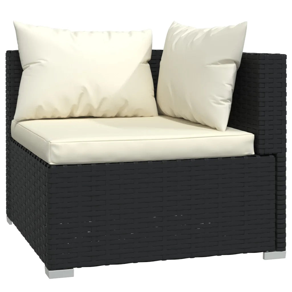 Set Divani da Giardino 6 pz con Cuscini in Polyrattan Nero 3102295