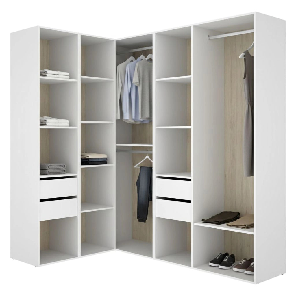 Armadio Camera da Letto Boughton, Guardaroba Grande Modulabile, 186x205h cm Bianco