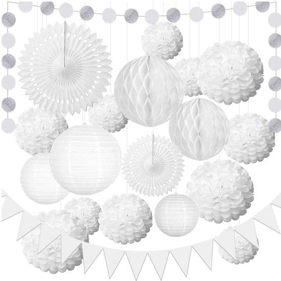 Set di Lampioni di Carta di 20 pezzi - Decorazione di Festa - Facile da Assemblare - Ripiegabile - Carta da Artigianato 300g - Decorazione di Festa
