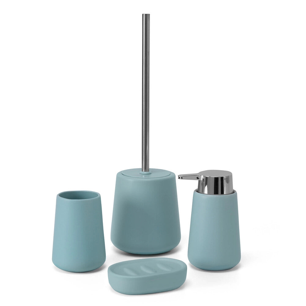 Set accessori bagno 4 pezzi in ceramica turchese pastello Sidney