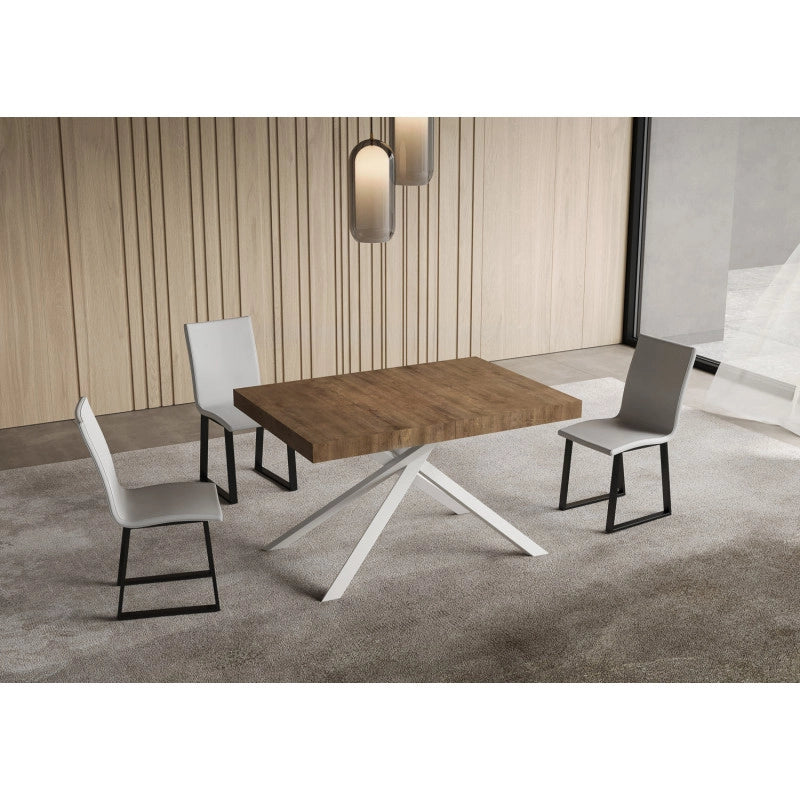 Tavolo allungabile 120/380x90 cm Niket telaio Bianche - Noce