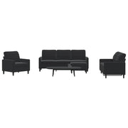 Set di Divani 4 pz con Cuscini Nero in Velluto