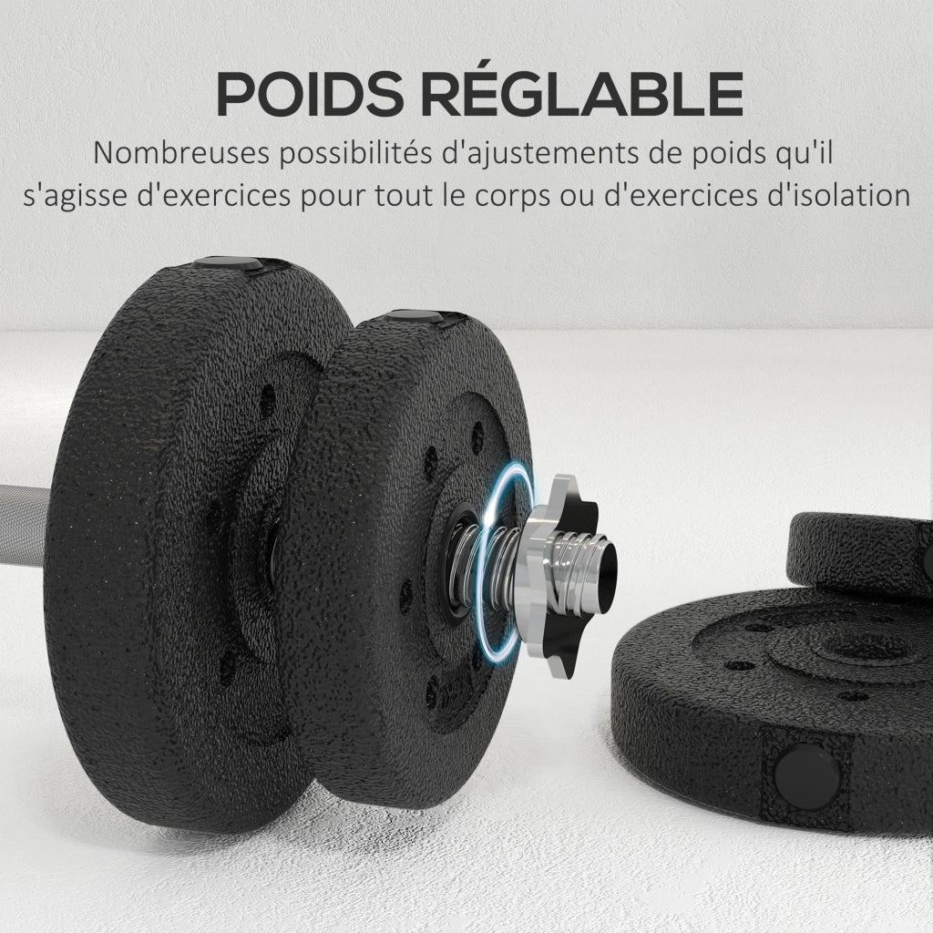 Set di manubri regolabili 25 kg ¨C zephmum ¨C nero acciaio polyuretano