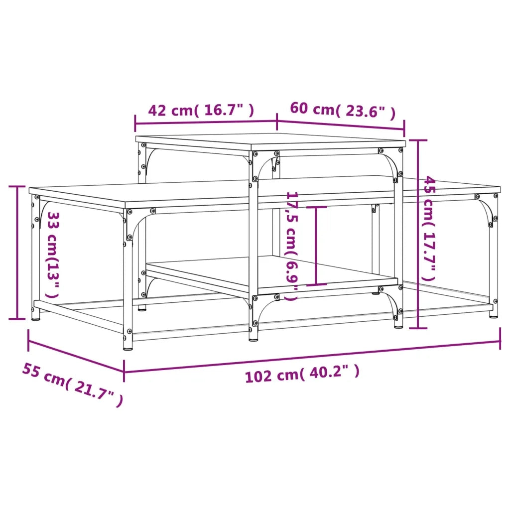 Tavolino salotto | Tavolino da caff¨¨ | Tavolino da Soggiorno Rovere Marrone 102x60x45cm Legno Multistrato