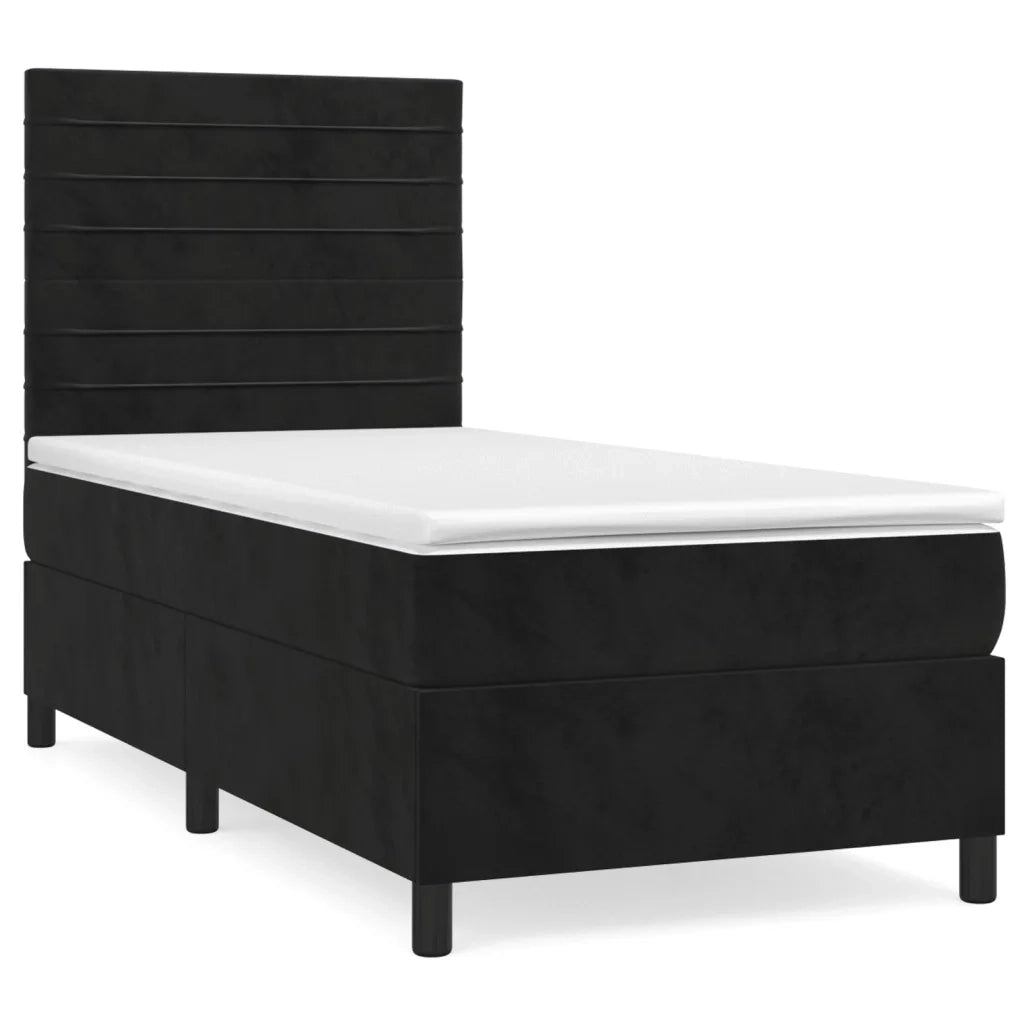 Giroletto a Molle con Materasso-Struttura Letto Nero 100x200 cm in Velluto 755782