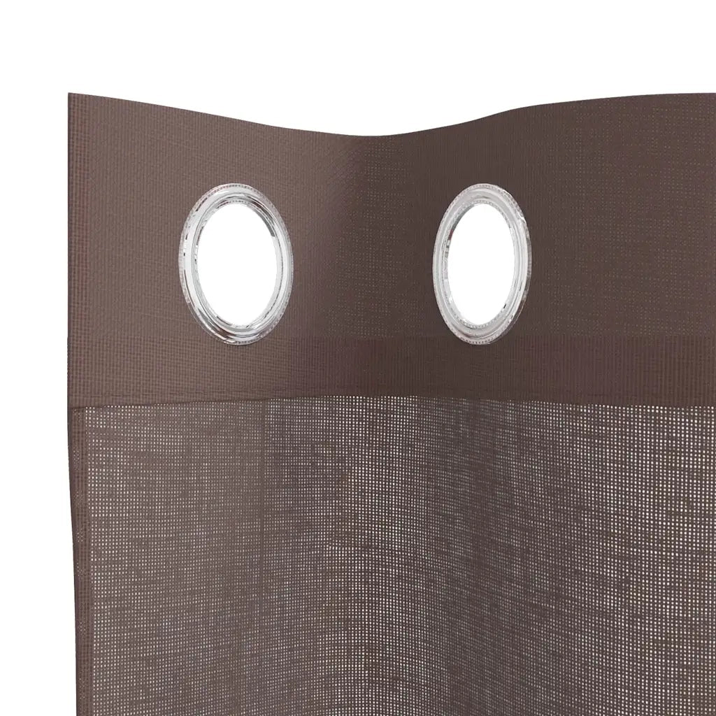 Tende in Voile con Occhielli 2 pz Marrone 140x140 cm