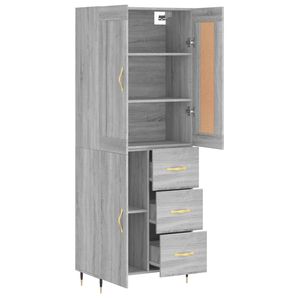 Buffet credenza cassettiera armadio mobile contenitore organizer cucina soggiorno salotto rovere Sonoma alto 69,5 x 34 x 180 cm legno ingegnerizzato grigio 02_0035623
