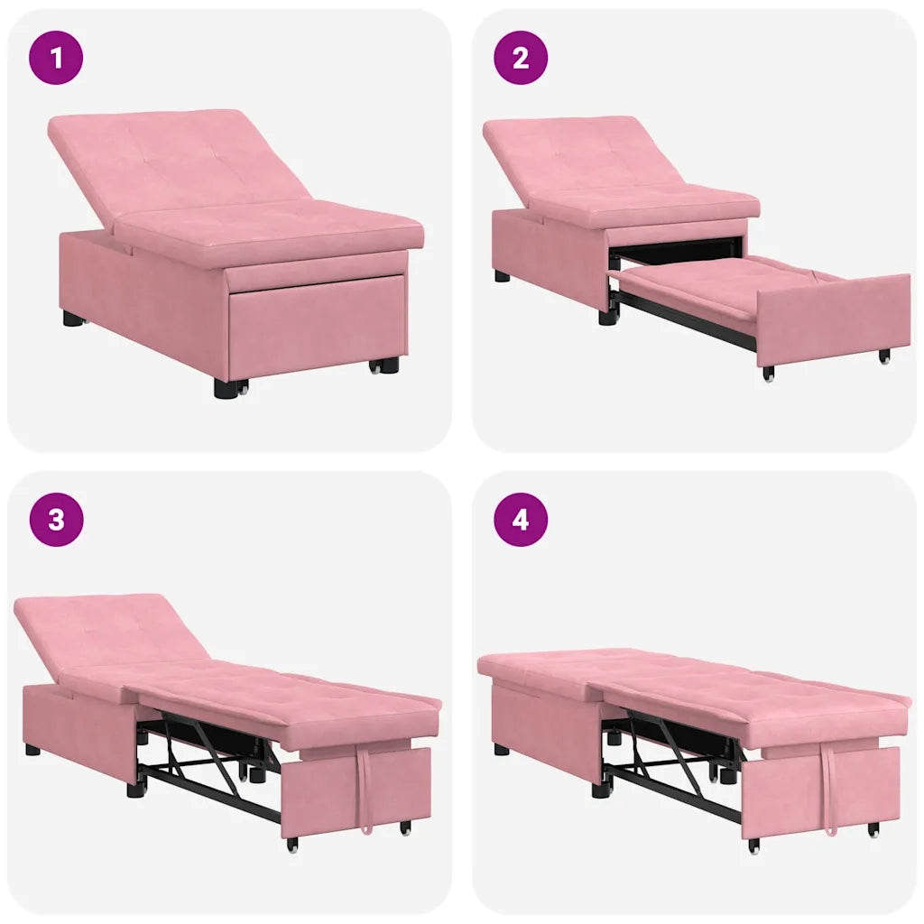 Divano letto | Sof¨¤ letto | Letto singolo Rosa 194 x 67 x 82 cm Velluto