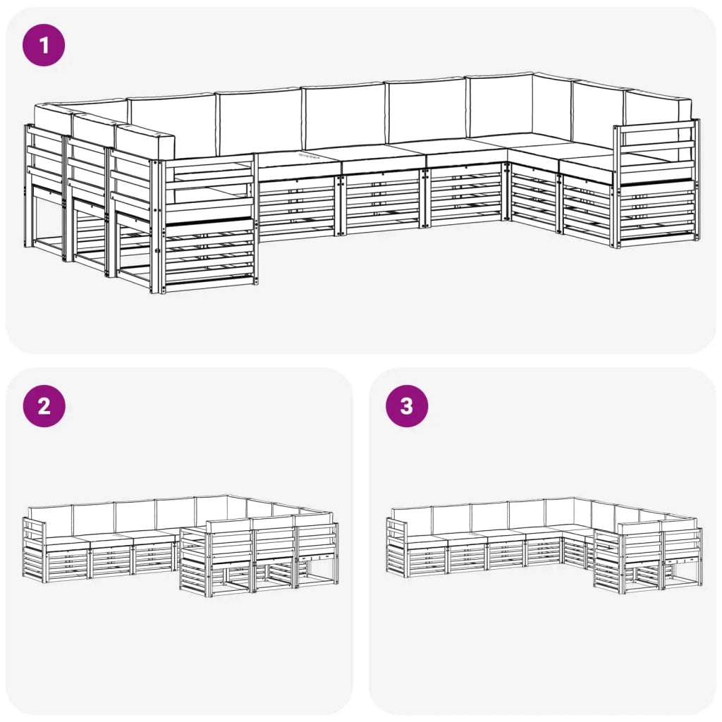 Set divano sezionale 10 pcs Bianco e Grigio Chiaro 3392566