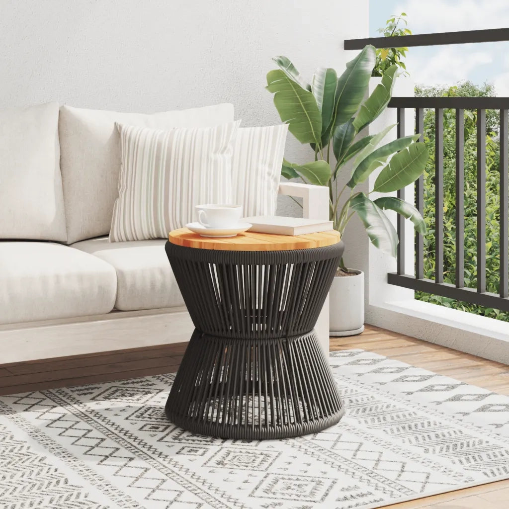 Tavolino Base in Filo Metallico Nero Ø 45x44 cm Massello Acacia 365637