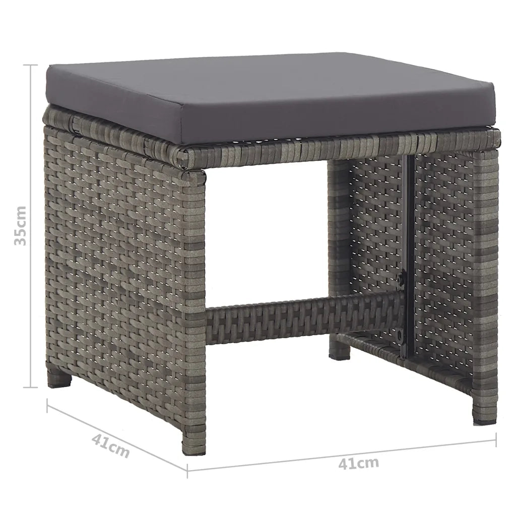 Sgabelli da Giardino 2 pz con Cuscini in Polyrattan Antracite 46419