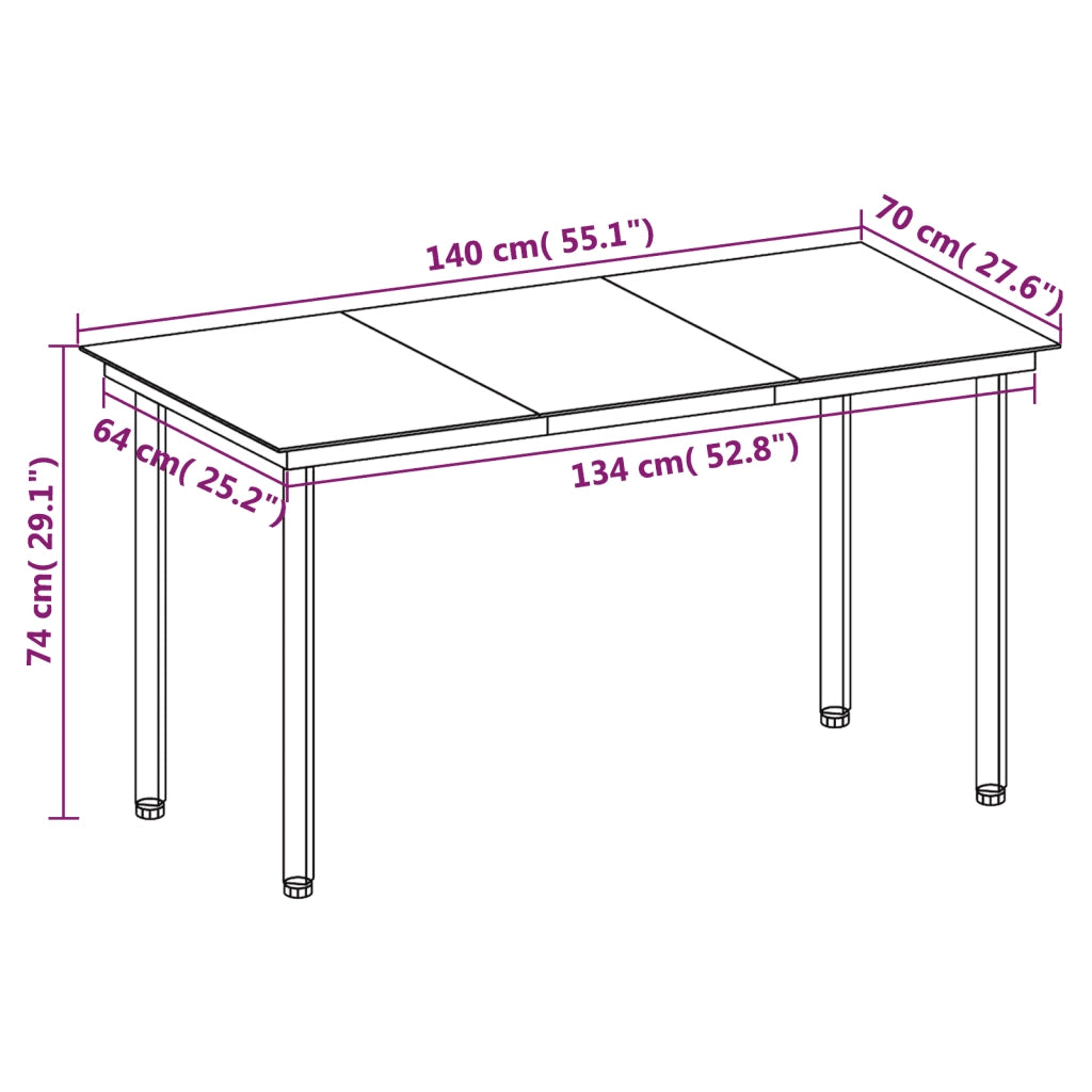 Set da Pranzo da Giardino 5 pz con Cuscini Polyrattan e Vetro 3099687