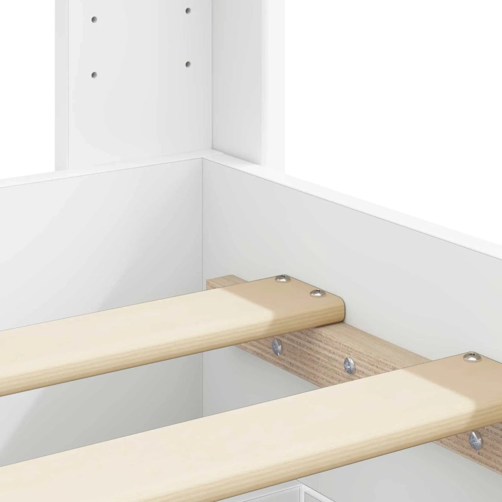 Letto da camera | Struttura del letto con stoccaggio e testata Bianco