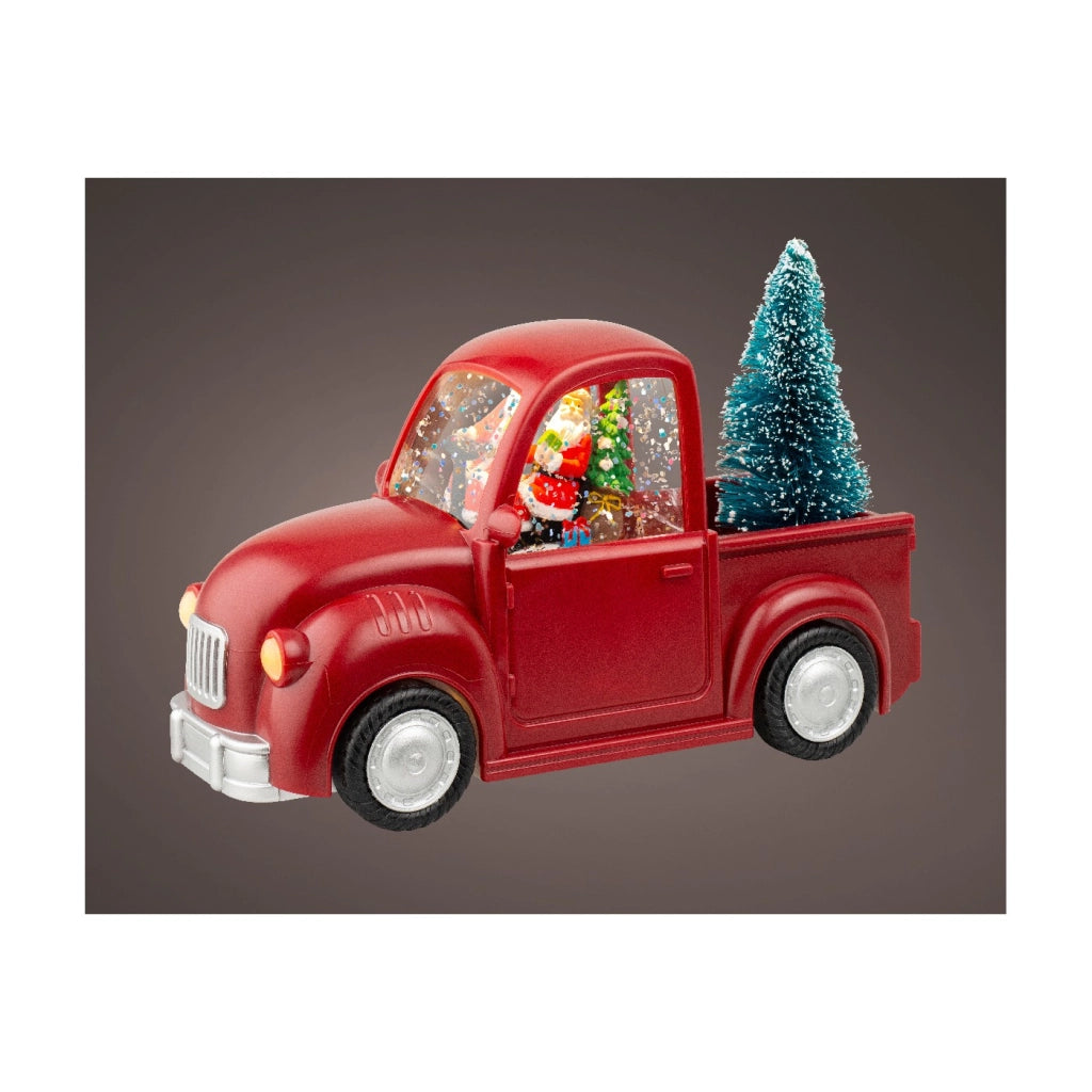 Dec. Auto rossa c/albero natale e LED
