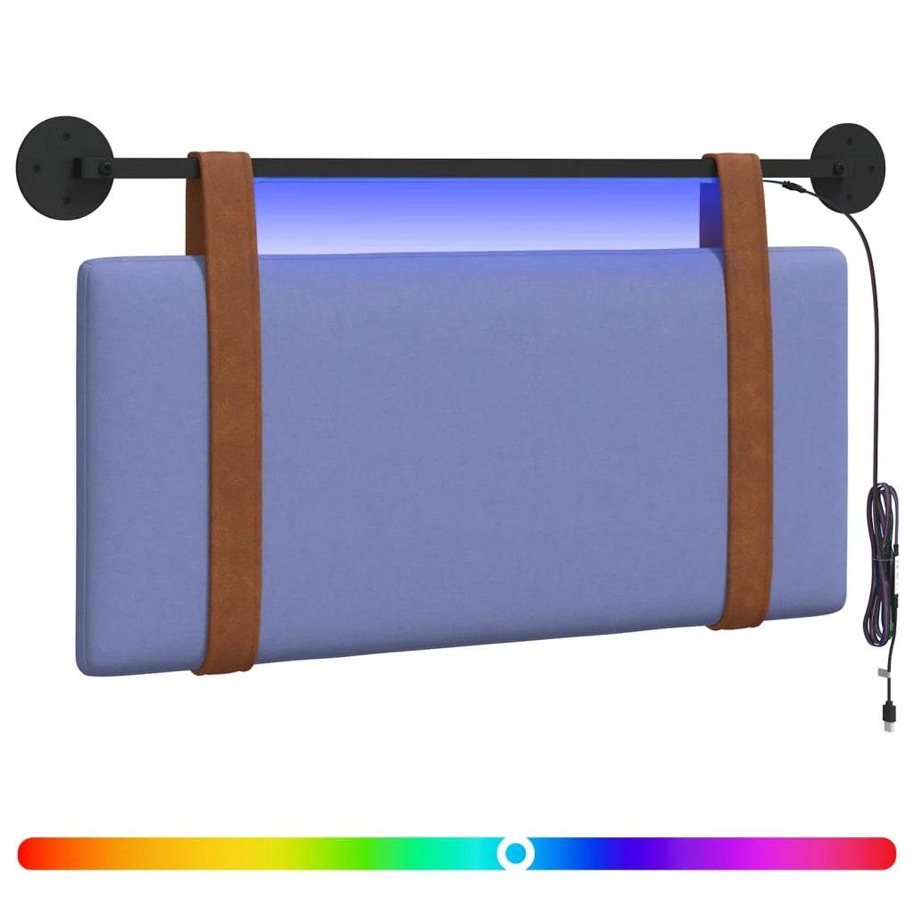 Testiera sospesa Con luce LED Blu jeans PU Antico 3423875