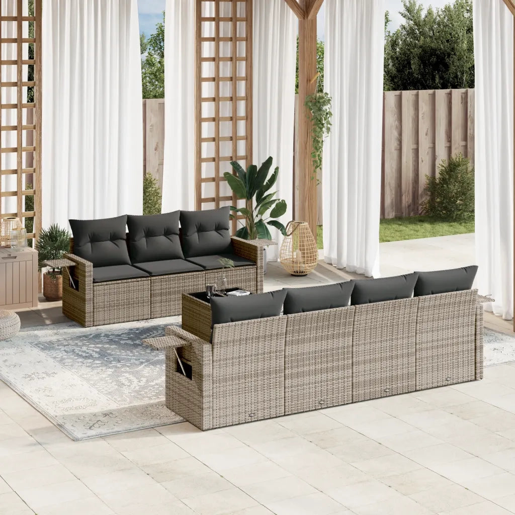 Set Divano da Giardino 8 pz con Cuscini Grigio in Polyrattan 3252267