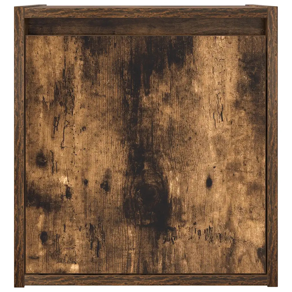 Set di 2 Comodini | Armadio da Notte | Mobiletto da notte a Muro Rovere Fumo 38x34x40 cm