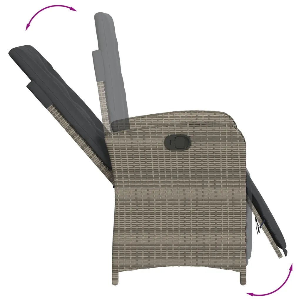 Set da Pranzo da Giardino 7 pz con Cuscini in Polyrattan Grigio 3212217
