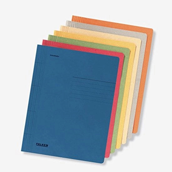 Pacchetto originale con 10 cartelle in carta di alta qualità DIN A4, con colori diversi. Prodotto in Germania, certificato Blauer Engel, cartelle non cartonabili, cartella dossier, cartella scuola, ideale per scuola e università.