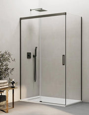 Box doccia THALASSA (BASIC) 1+1 con lato fisso laterale 135x80 cm Titanio vetro trasparente