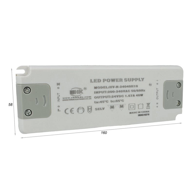 Alimentatore Trasformatore CV 40W 24V 1,67A Super Slim Solo 19mm Spessore