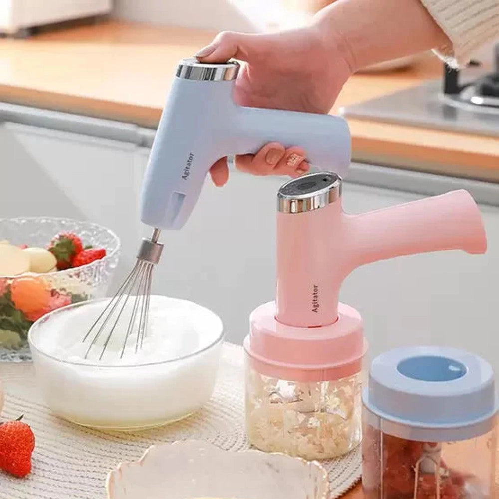 Trade Shop - Mini Frullatore Elettrico Ricaricabile Multifunzionale Con Frusta Sbattitore -