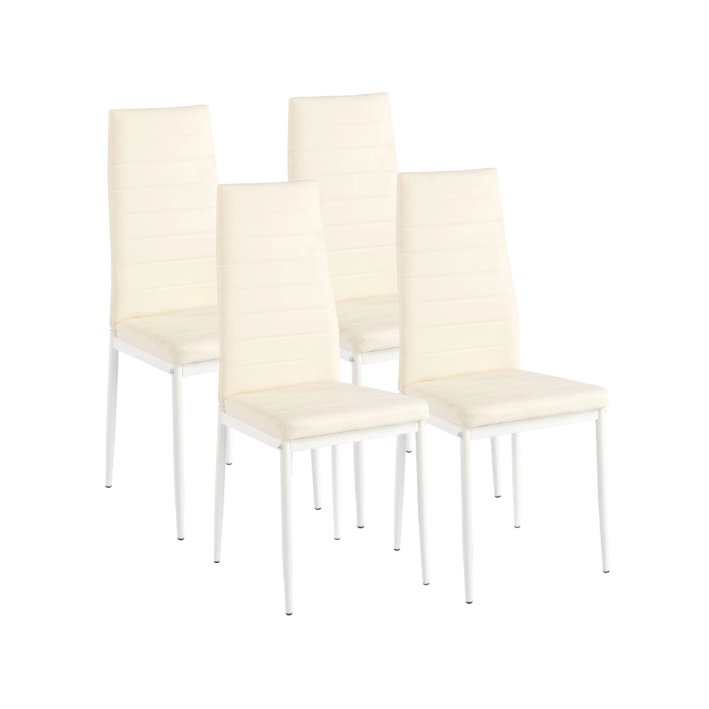 Set Sedie da Pranzo 4 o 6 Pezzi, Sedie Moderne Imbottite per Cucina Soggiorno Sala da Pranzo, Facile Montaggio con Gambe Robuste, Rivestimento in Pelle Sintetica  Beige - 4 Pezzi