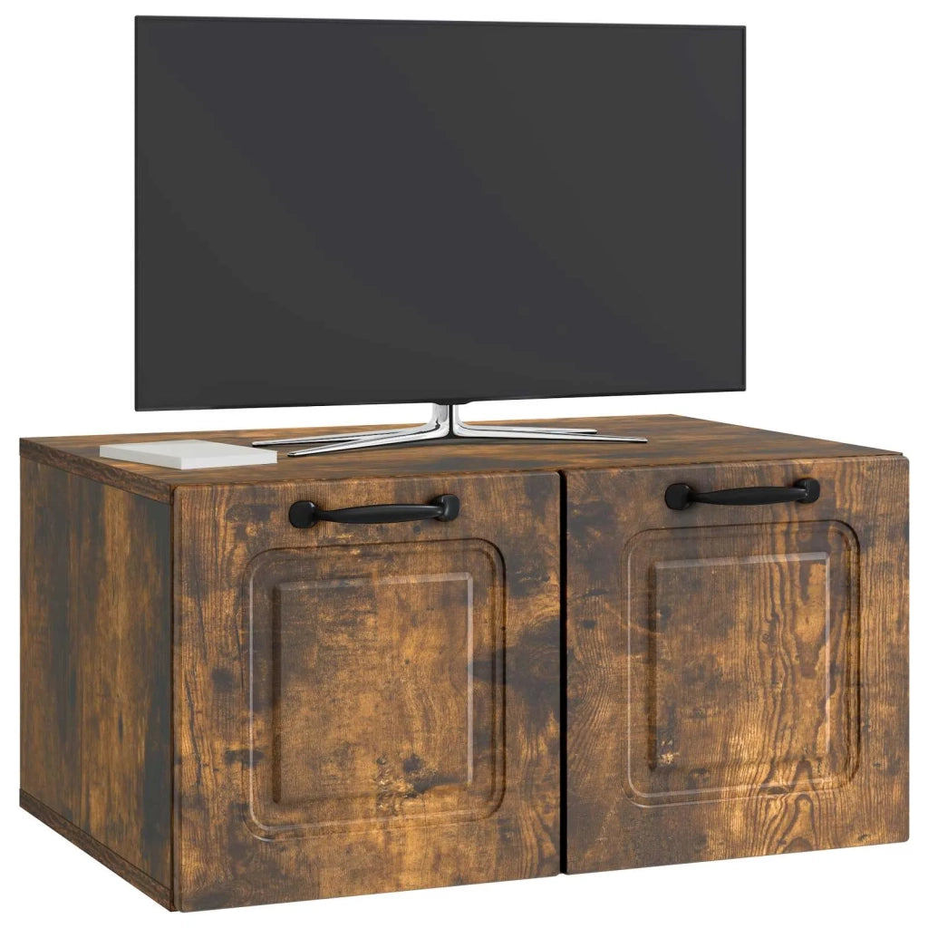 Mobile Porta TV da Muro-Credenza per TV sospesa Rovere Fumo 59,5 x 41 x 30 cm 818339
