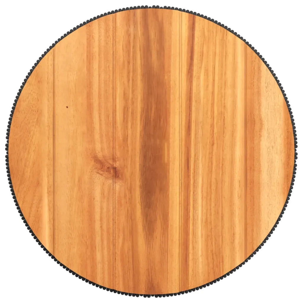 Tavolino Base in Filo Metallico Nero Ø 45x44 cm Massello Acacia 365637