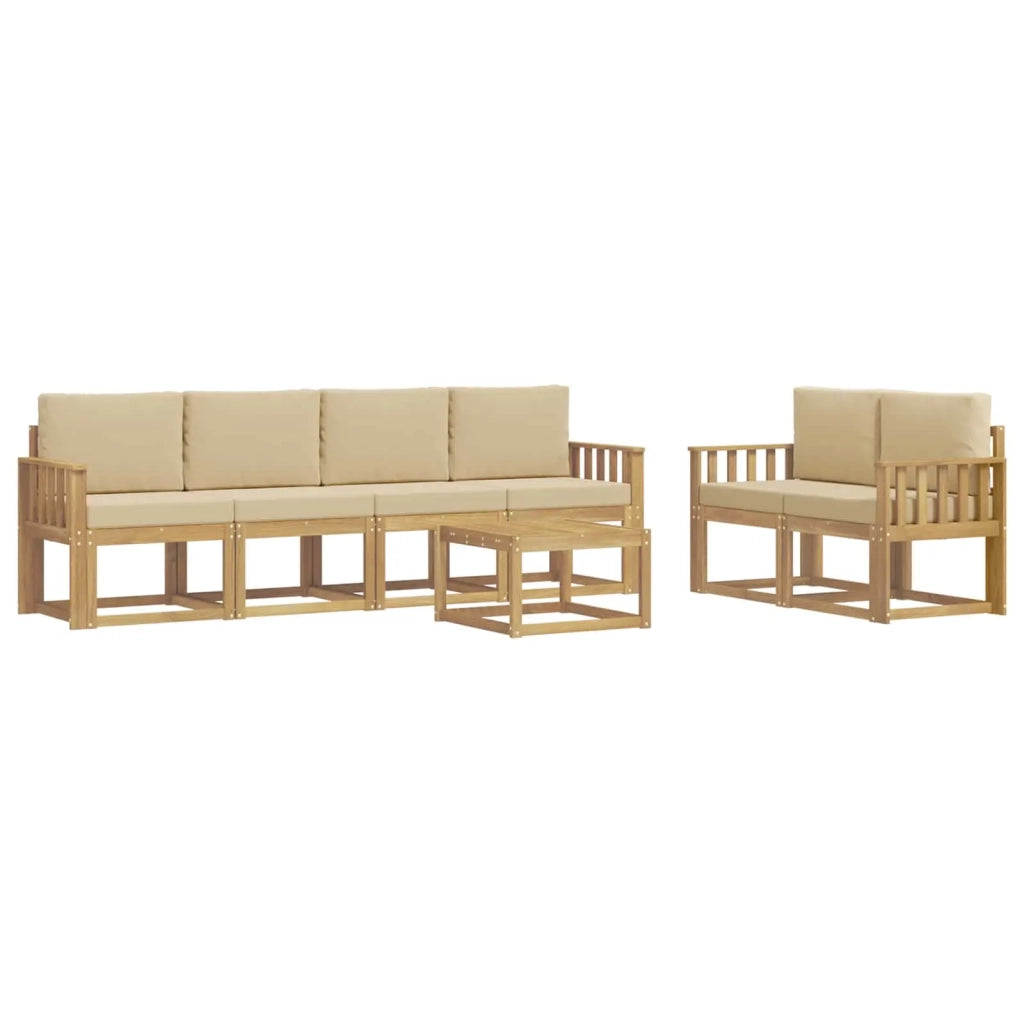 Set di divani da esterno con cuscino 7 pcs Bianco e Beige 3387277