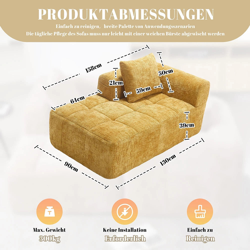 Chaise longue - Xylo - pronto uso con tasche laterali giallo