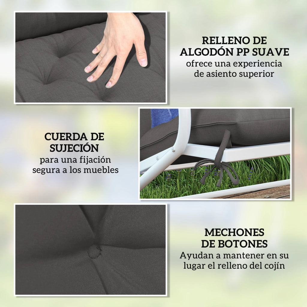 Cuscino per Panchina da Giardino ¨C Minimal ¨C 120x110x12 cm Nero