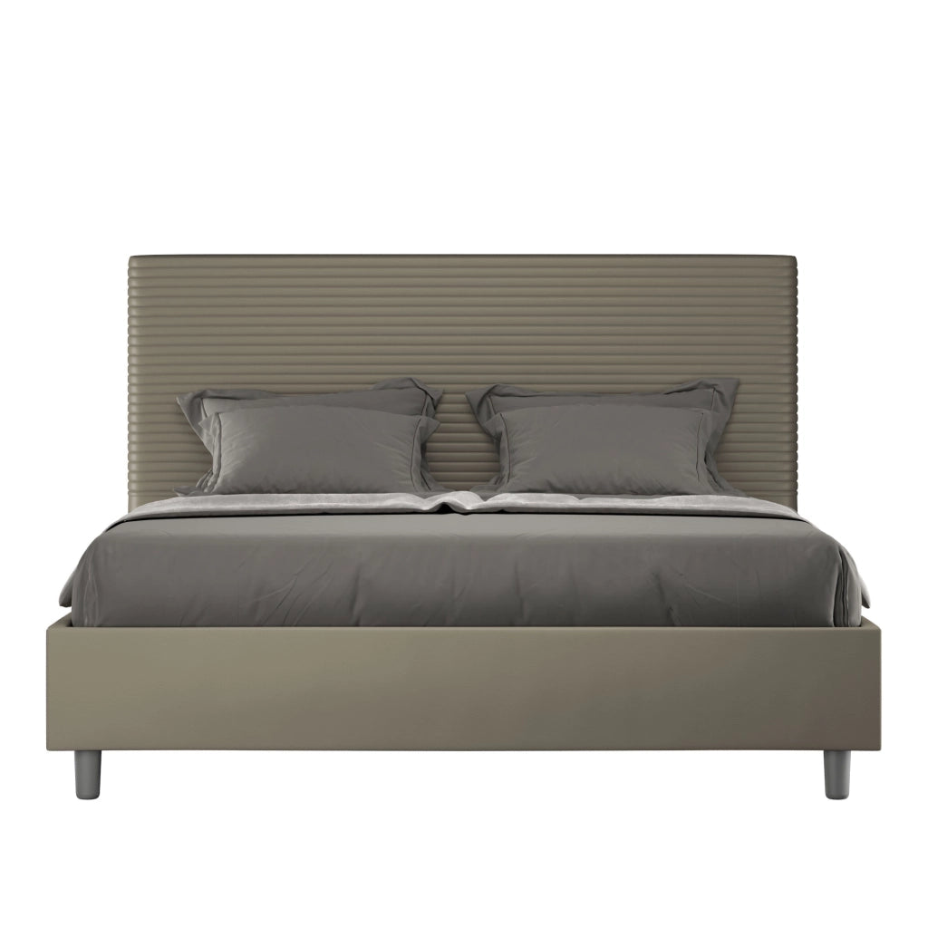 BS COM Letto matrimoniale senza rete imbottito 160x210 similpelle cappuccino