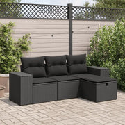 Set Divani da Giardino 4 pz con Cuscini Nero in Polyrattan 3325651