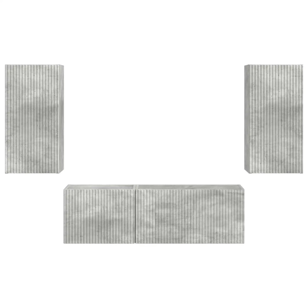Set di Mobiletto da TV a Parete 4 pz-Credenza per TV sospesa Grigio cemento 726588