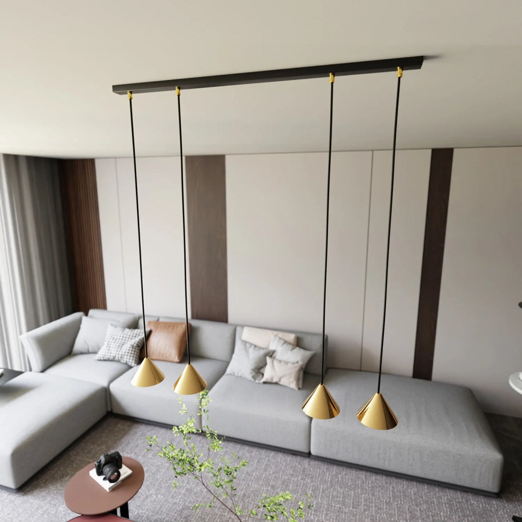 Sospensione Minimal Skadi 4 Luci In Acciaio Oro