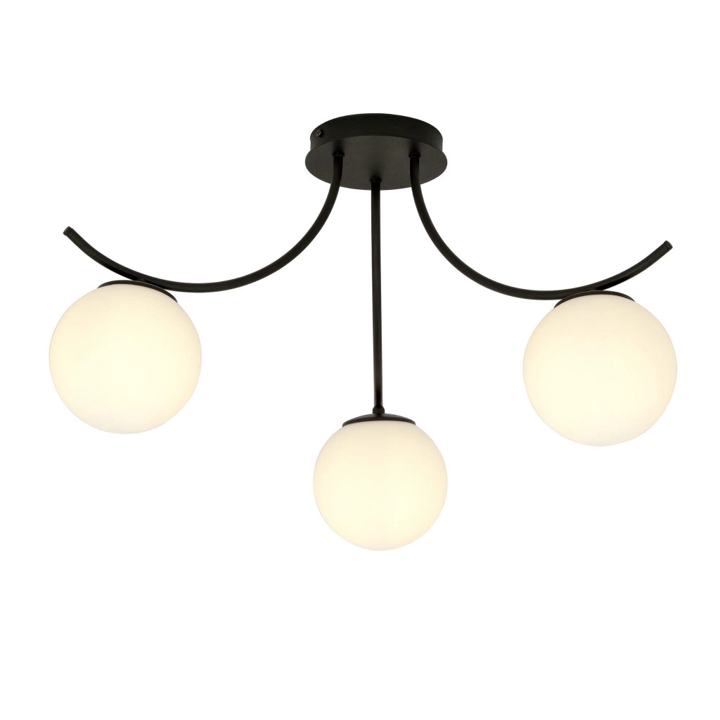 Emibig plafoniera Boston 3 luci E14 nero/opal dimmer