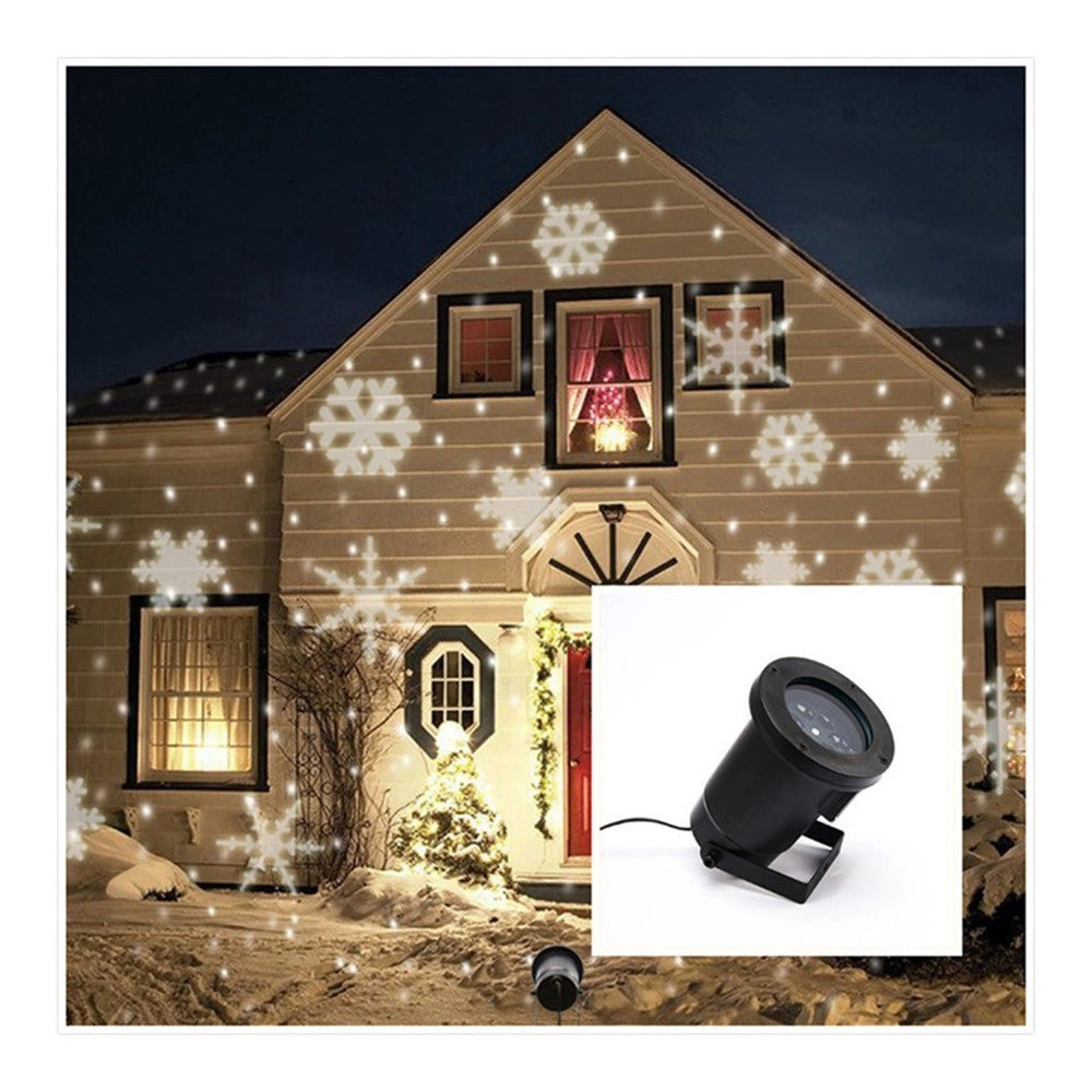 Trade Shop - Proiettore Faretto Led Effetto Fiocco Di Neve Bianca Addobbi Natale Per Esterno -