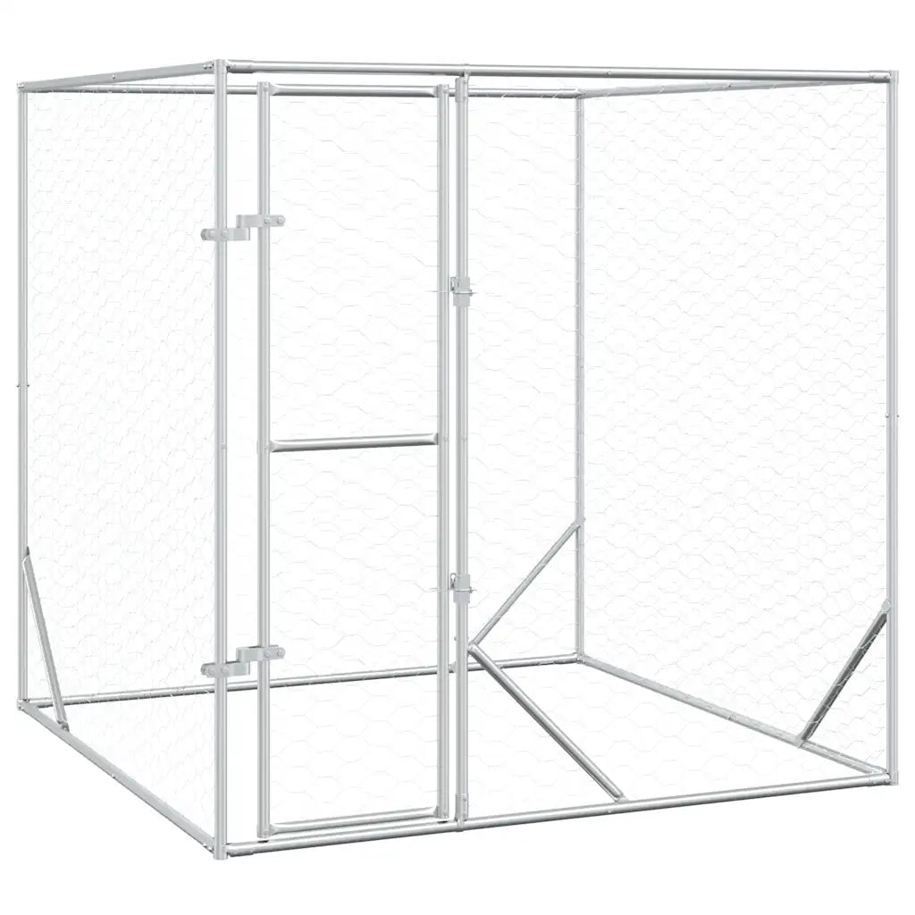 Cuccia per Cani da Esterno Argento 2x2x2 m Acciaio Zincatocod mxl 119044